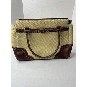 Etienne Aigner Stray Leather Wooven Shoulder Ba g Tote Handbag Double Handle Zip